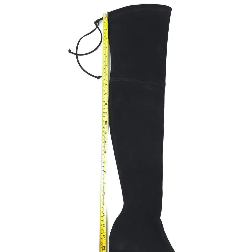 STUART WEITZMAN Tieland Over the Knee Boots Black Suede Leather Clean Girl 8